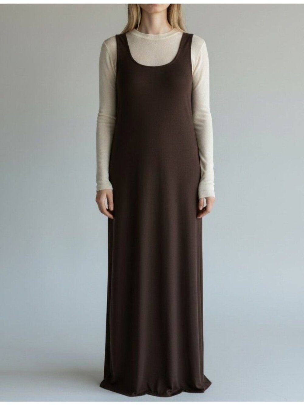 Jessica Howard Faux Suede Maxi Jumper Dress 16 Vintage Brown Boho Grunge Slit